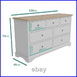 Shabby Two Tone Wide Chest of Drawers in Solid Oak and Grey- Bedroom Furniture