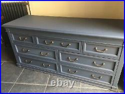 Soft Navy Large Vintage Chest Of Drawers 7 Drawers