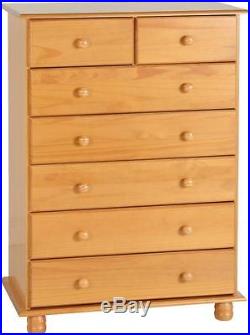Sol 5+2 (7) Drawers Chest Antique Pine Simple Light Brown Basic Bedroom Wooden