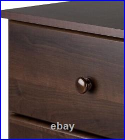 Solid 6-Drawer Tall Dresser Bedroom Chest of Drawers Espresso Wood Knobs