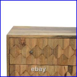 Solid Mango Wood Chest Of 3 Drawers Scandi Style Pineapple Carved Handmade