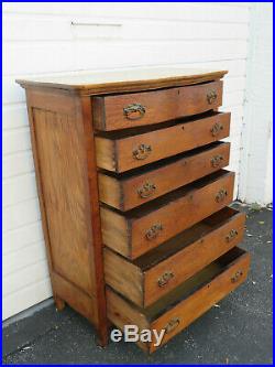 Solid Oak Early 1900s Tall Large Chest of Drawers 9586