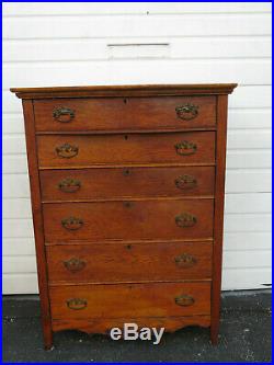 Solid Oak Early 1900s Tall Large Chest of Drawers 9586