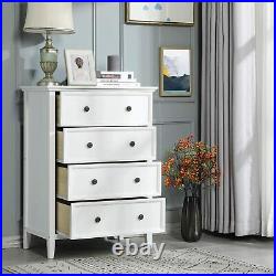 Solid Wood 4 Drawer Large Dresser Chest with Wide Storage Space Storage Cabinet