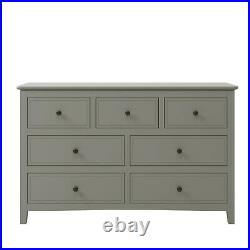 Solid Wood Bedroom Dresser with 7 Drawer Gray Chest of Drawers Storage Cabinets