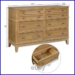 Solid Wood Bedside Dresser 6 Storage Drawers Wide Chest For Bedroom Organizer US