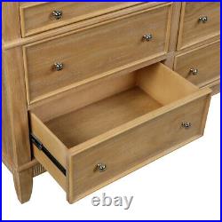 Solid Wood Bedside Dresser 6 Storage Drawers Wide Chest For Bedroom Organizer US