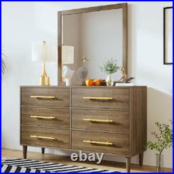 Solid Wood Chests of Drawers 6-Drawer Dresser Storage Cabinets Organizers Walnut