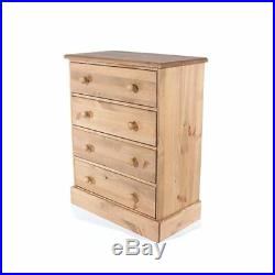 Solid Wooden Chest Of 4 Drawers-Wide Bedroom Furniture Draws-Waxed Pine Wood