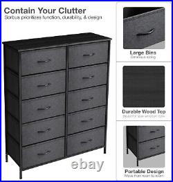 Sorbus Black Dresser w 10 Large Drawers, Organizer Chest for Bedroom Dorm Closet