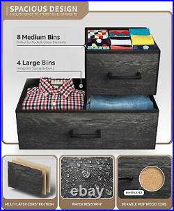 Sorbus Large Chest Dresser with 12 Faux Wood Fabric Bin Drawers for Bedroom Dorm