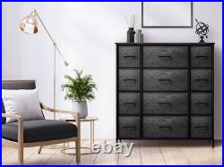 Sorbus Large Chest Dresser with 12 Faux Wood Fabric Bin Drawers for Bedroom Dorm