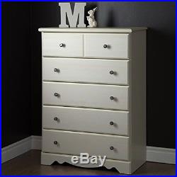 South Shore Country Poetry 5-Drawer Chest, White Wash 9031035 Chests NEW