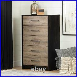 South Shore Londen 5 Drawer Chest in Weathered Oak and Ebony