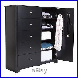South Shore Vito Door Chest with 5 Drawers Pure Black 3170045 New