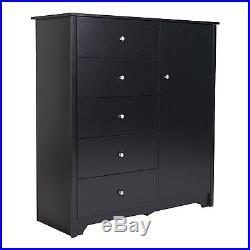 South Shore Vito Door Chest with 5 Drawers Pure Black 3170045 New