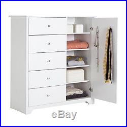 South Shore Vito Door Chest with 5 Drawers, Pure White