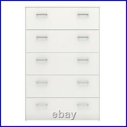 Space Tall Modern Large 5 Drawer Chest of Drawers in White Bedroom Furniture