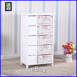 Storage Dresser Chest Cabinet Wood Bedroom Furniture with 5 Drawers 5 baskets