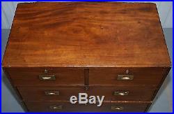 Stunning Antique Military Campaign Used Chest Drawers Original Period Piece Rare