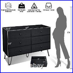 TC-HOMENY 6 Drawer Dresser Chest of Drawers Bedroom Clothes Storage Cabinet