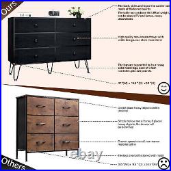 TC-HOMENY 6 Drawer Dresser Wood Chest of Drawers Bedroom Storage Clothes Cabinet