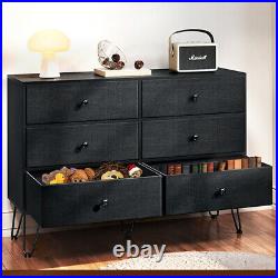 TC-HOMENY Wood Chest of Drawers Bedroom Clothes Storage Cabinet 6 Drawer Dresser