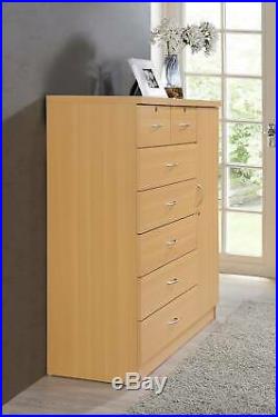 Tall Dresser Bedroom 7 Drawer Storage Organizer Cabinet Chest Furniture Beech