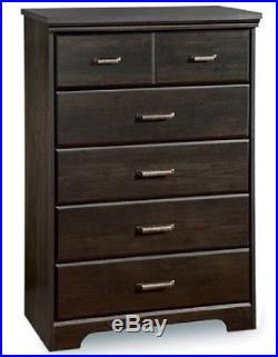 Tall Dresser Black 5 Drawer Chest Kids Bedroom Furniture Rustic Wood Country New