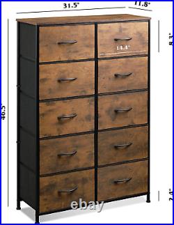 Tall Dresser for Bedroom with 10 Drawers, Chest of Drawers, Fabric Dresser for