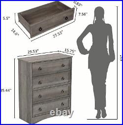 Tall Dresser for Bedroom with 4 Drawers Storage Chest of Drawers Bedroom Organizer