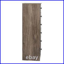 Tall Gray Dresser, 6-Drawer Chest for Bedroom