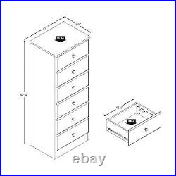 Tall Gray Dresser, 6-Drawer Chest for Bedroom