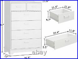 Tall Modern Dresser with 6 Drawers Wooden White Chest of Drawers Cloth Organizer