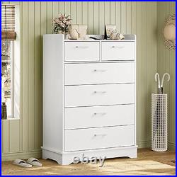 Tall Wooden Storage Chest of 6 Drawers Large Capacity Clothing Storage Organizer