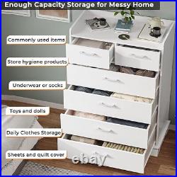 Tall Wooden Storage Chest of 6 Drawers Large Capacity Clothing Storage Organizer