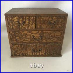Tansu Wooden Small Chest of Drawers Brown Japanese Traditional Box 25 cm Vintage