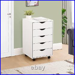 Taylor 5 Drawer Chest, Wood Storage Dresser Cabinet with Wheels, Craft Storage O