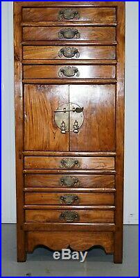 Teak Chinese Style Tall Chest Of Drawers/tallboy