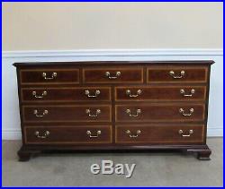 Thomasville Banded Mahogany Dresser, 9 Drawer Low Chest, Super Clean