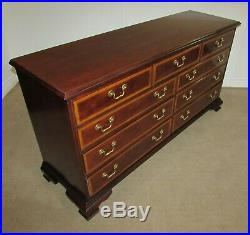 Thomasville Banded Mahogany Dresser, 9 Drawer Low Chest, Super Clean