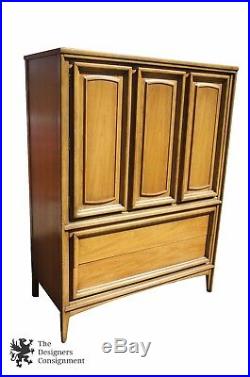 Thomasville Walnut Tallboy Chest of Drawers Dresser Cabinet Mid Century Modern