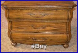 Three Drawer Transitional Style Oak Bombe' Chest/Nightstand