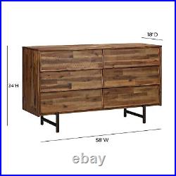 Tov Furniture Bushwick Chest 6 Drawer Dresser, Brown Finish, Small