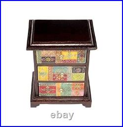 Traditional Wood Antique 3 Drawer Chest Multicolor
