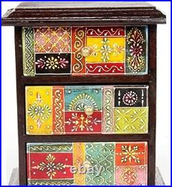 Traditional Wood Antique 3 Drawer Chest Multicolor