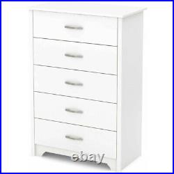 Transitional 5-Drawer Chest Pure White Wood Simplicity Elegance Ship In 1 Box