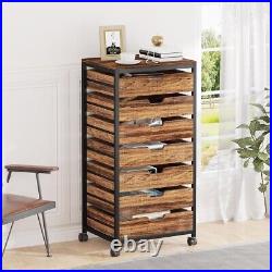 Tribesigns 7 Drawer Chest Wood Storage Dresser Cabinet With Wheels Industrial