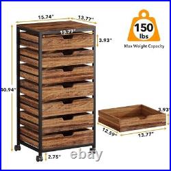 Tribesigns 7 Drawer Chest Wood Storage Dresser Cabinet With Wheels Industrial