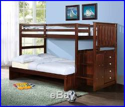 Twin/Twin or Full Stairway Bunk Bed Donco Kids Wood withStorage Chest DFW